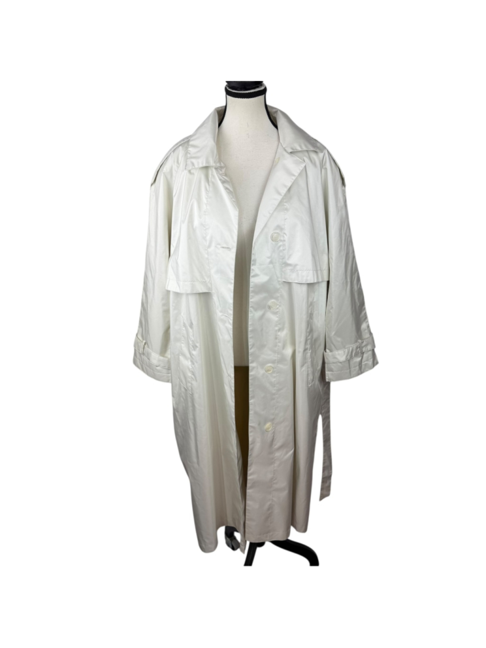 Worthington Essentials Women’s L Off-White Lightweight Trench Coat Quiet Luxury - Picture 4 of 15